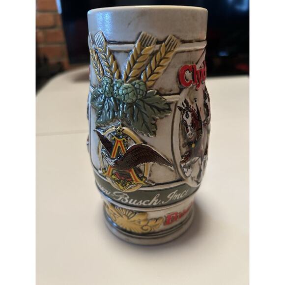 Budweiser Beer Holiday Stein 1983 Mug Clydesdales Wheatland Ceramarte - Picture 3 of 6